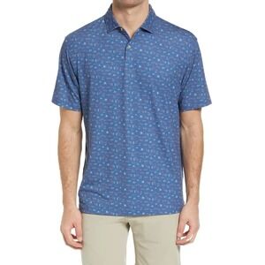 Peter Millar Seaside Just Beachy Performance Polo Shirt Mens Large Ocean Blue